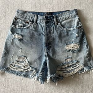 Abercrombie and Fitch 4” High Rise Jean Short in Light Blue